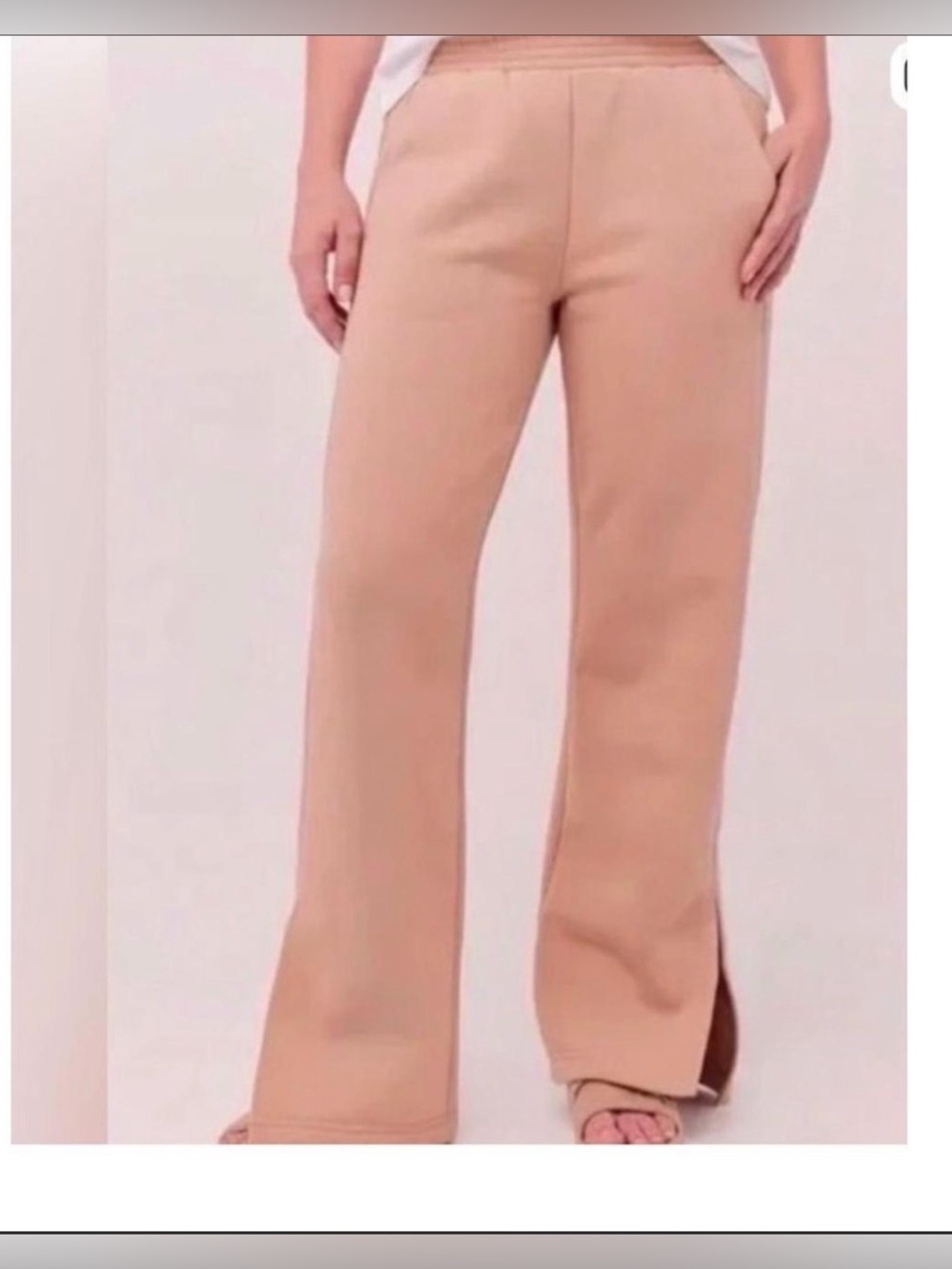 NWOT Pact Blush Posey Wide Leg Sweatpants with Slits